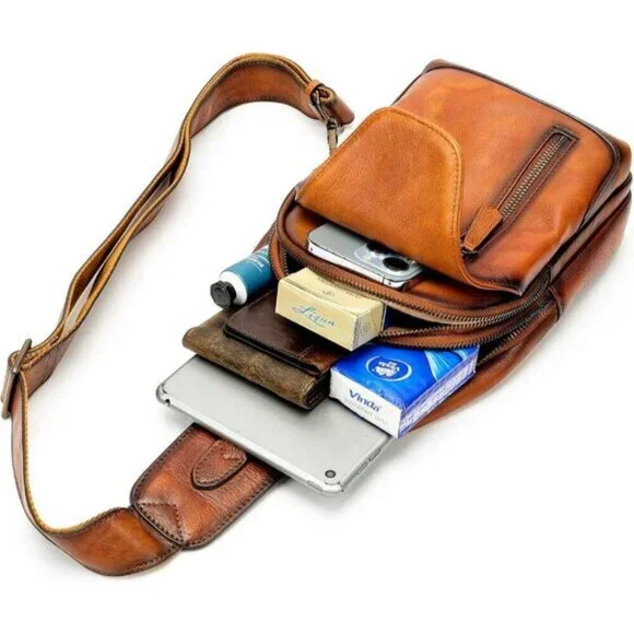 🆕Women Brown Genuine Leather Crossbody Sling Handmade Classic Vintage Bag - Picture 7 of 8